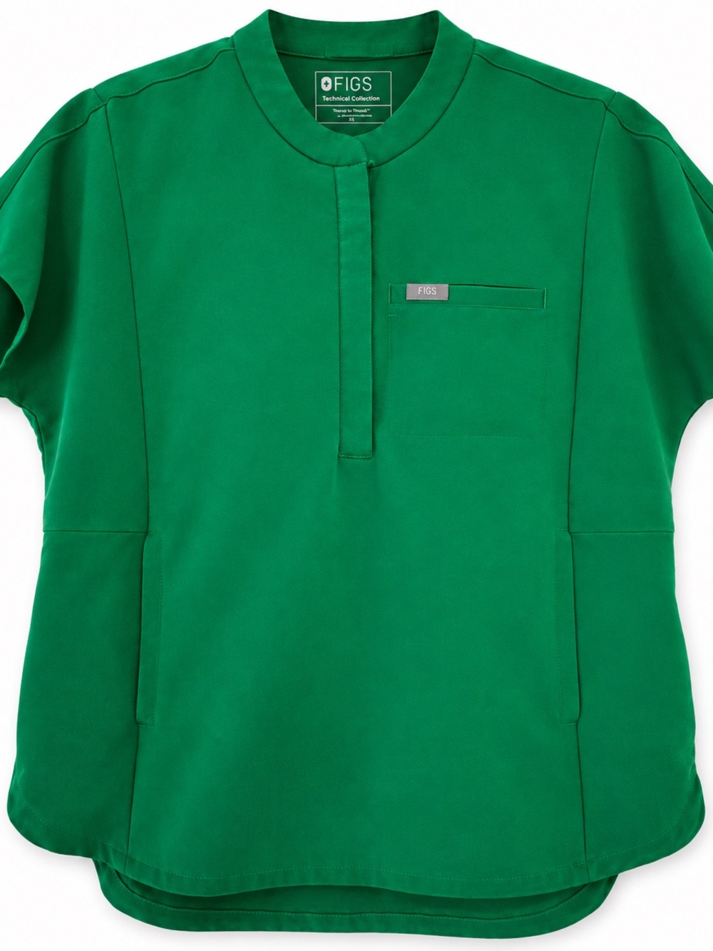 FIGS Montex Scrub Top XS Evergreen Green Mock Neck Quarter Zip 1000836